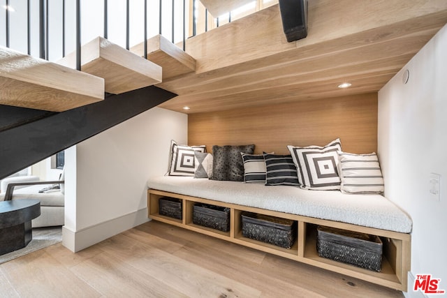 mudroom featuring wood-type flooring