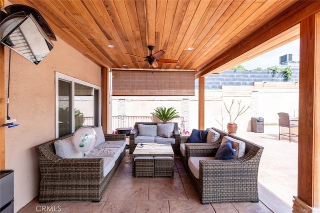 view of patio / terrace with outdoor lounge area and ceiling fan