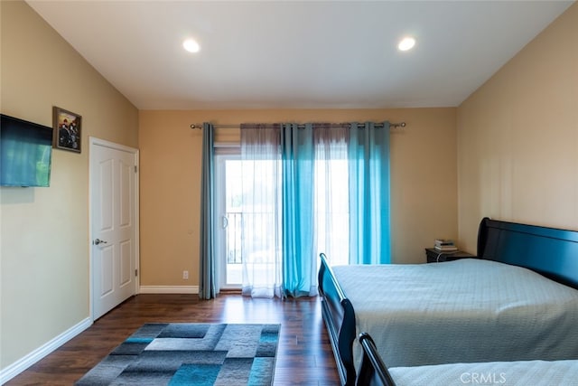 bedroom featuring dark hardwood / wood-style floors