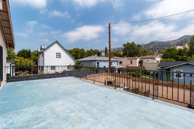 view of patio / terrace with a mountain view