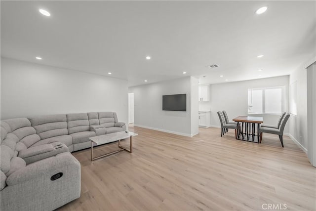 living room featuring light hardwood / wood-style flooring