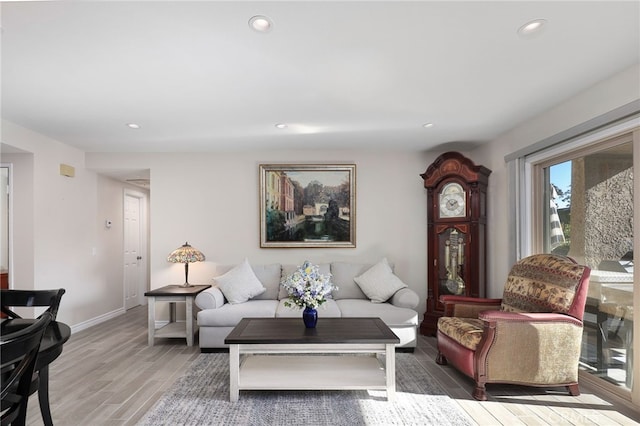 living room with hardwood / wood-style floors