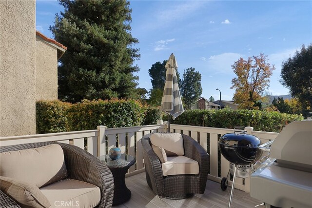 deck featuring area for grilling