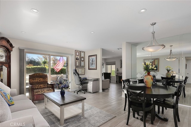 living room featuring light hardwood / wood-style flooring