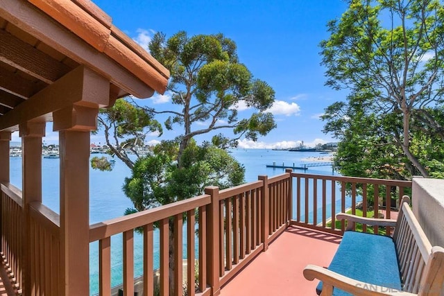 deck with a water view