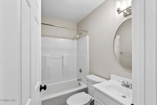 full bathroom featuring vanity, toilet, and shower / washtub combination