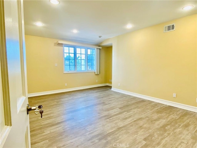 empty room featuring light wood-type flooring