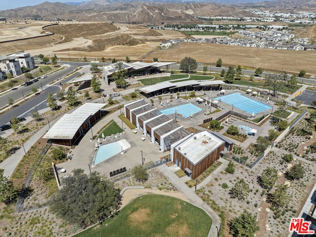 bird's eye view with a mountain view