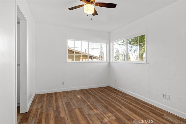 5690 Paradise Ave, Paradise, CA 95969 - empty room with wood finished floors, a ceiling fan, and baseboards