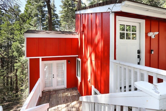 view of outdoor structure featuring french doors