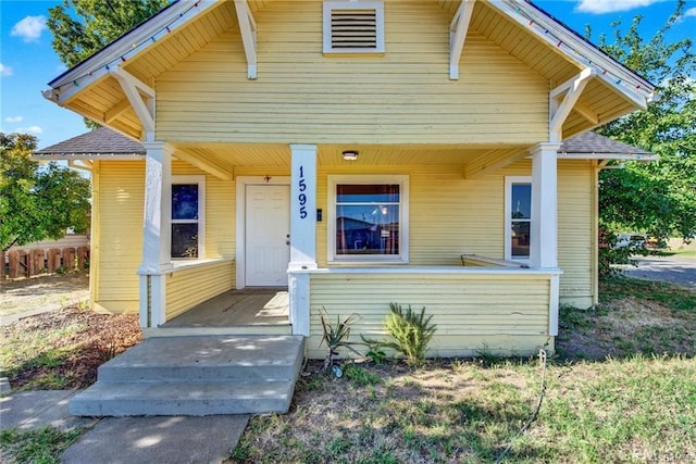 bungalow-style home with covered porch