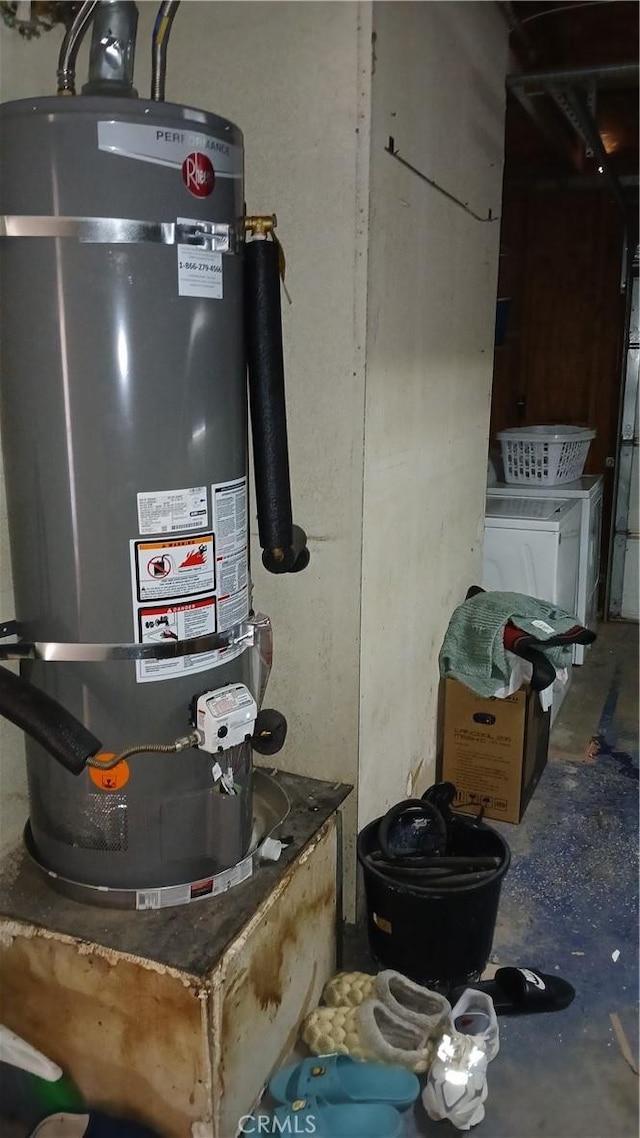 utility room featuring water heater