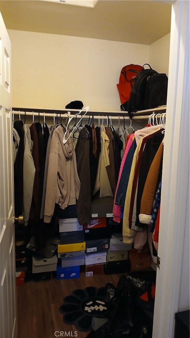 walk in closet featuring hardwood / wood-style floors