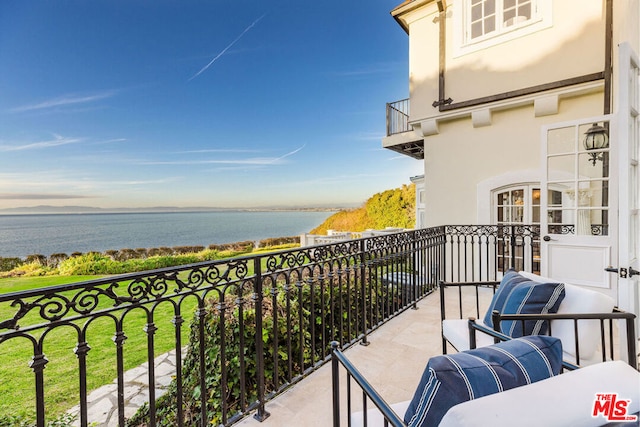 balcony with a water view