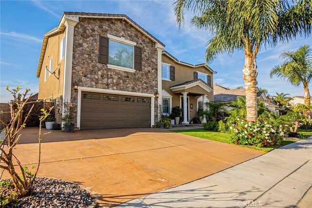 view of front of house with a garage