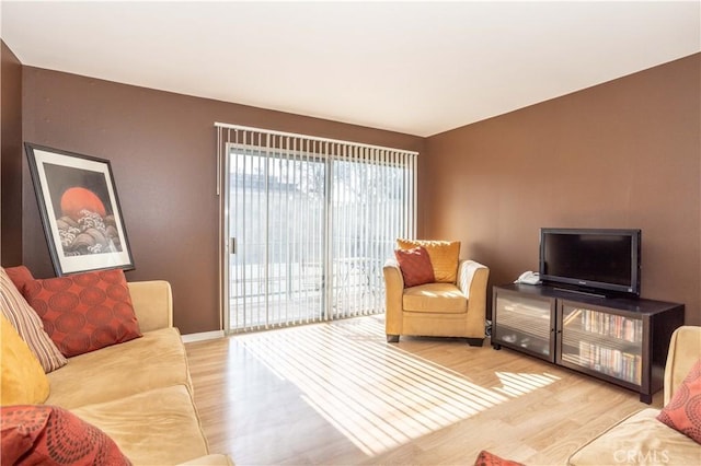 living room with light hardwood / wood-style floors