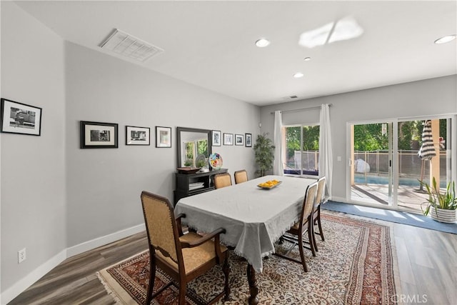 dining room featuring wood-type flooring