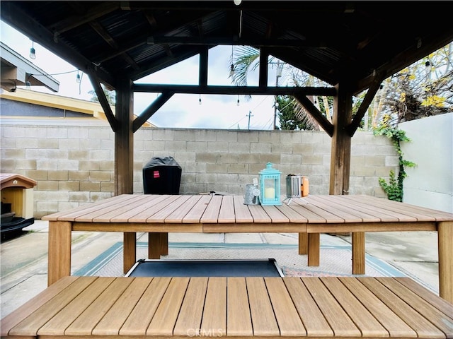 wooden deck with a gazebo