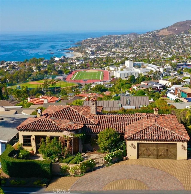 bird's eye view featuring a water view