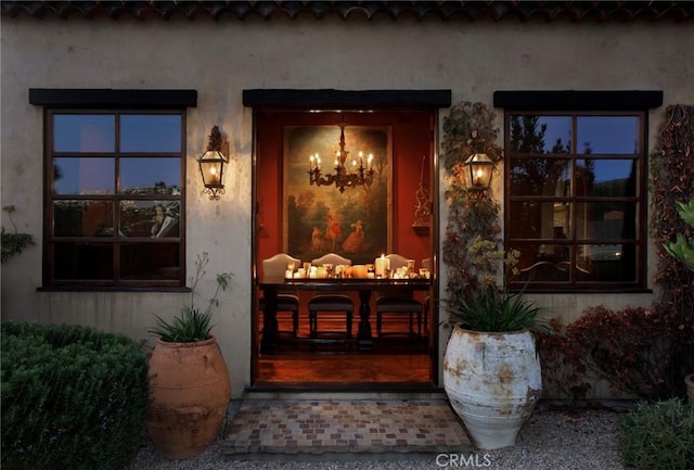 1330 Temple Hills Dr, Laguna Beach, CA 92651 - view of exterior entry with stucco siding