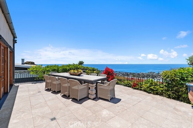 1330 Temple Hills Dr, Laguna Beach, CA 92651 - view of patio with outdoor dining area and a water view