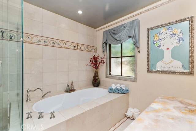 1330 Temple Hills Dr, Laguna Beach, CA 92651 - full bathroom with a bath, recessed lighting, and a tile shower