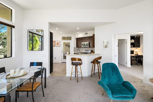 view of carpeted dining room