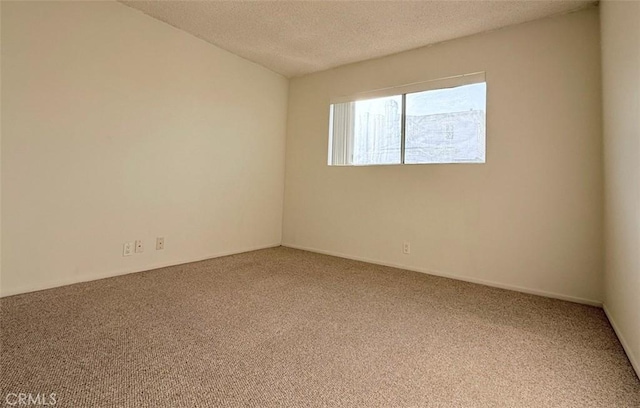 empty room with carpet floors and a textured ceiling