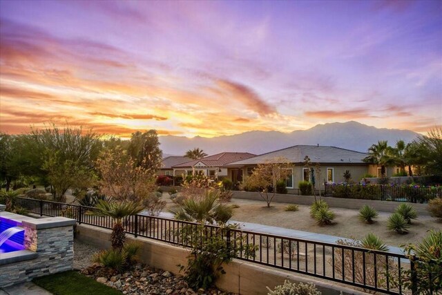 exterior space featuring a mountain view