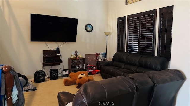 living room featuring carpet flooring