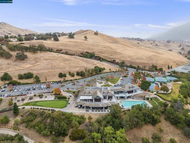 aerial view featuring a mountain view