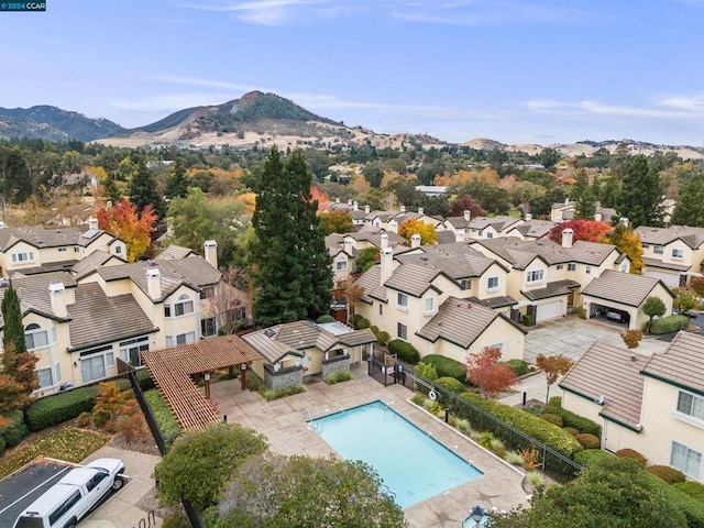 bird's eye view with a mountain view