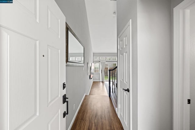 hall featuring dark hardwood / wood-style flooring