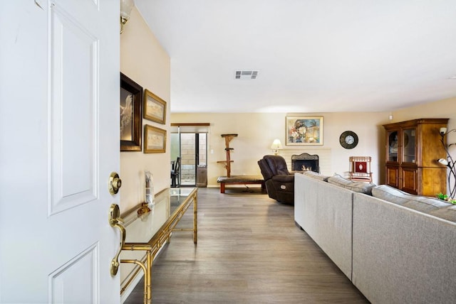 living room with hardwood / wood-style floors