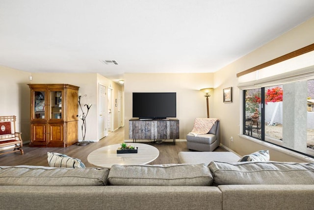 living room featuring hardwood / wood-style floors