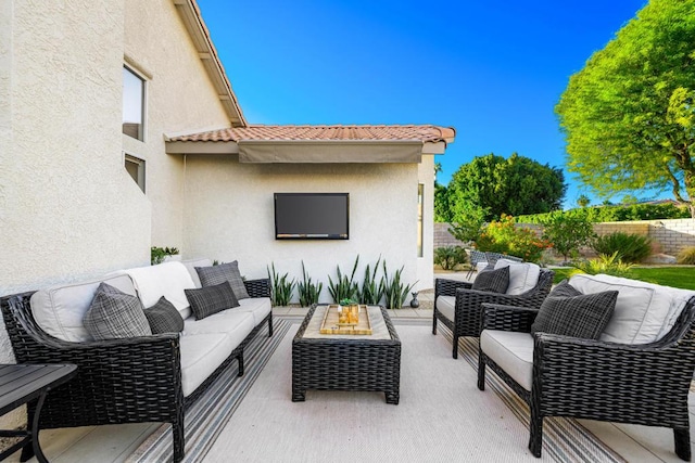 view of patio with an outdoor living space