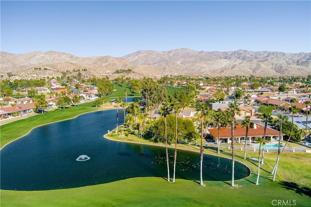 view of home's community with a water and mountain view