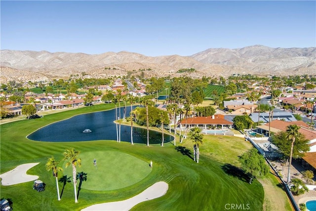 bird's eye view featuring a water and mountain view