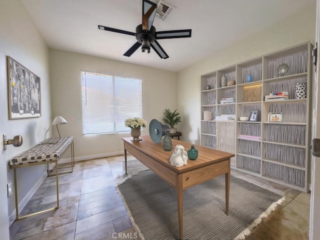 office featuring ceiling fan