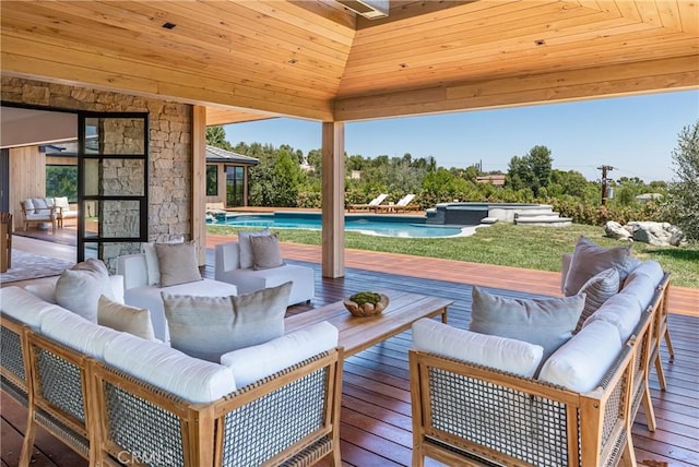 view of patio featuring a gazebo and a pool side deck