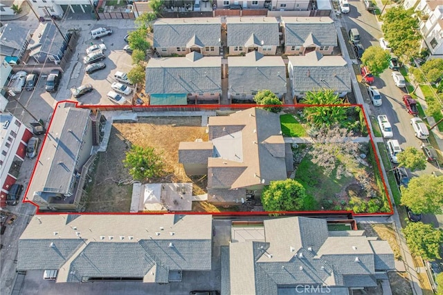 1048 E 5th St, Long Beach, CA 90802 - aerial view of residential area featuring property parcel outlined