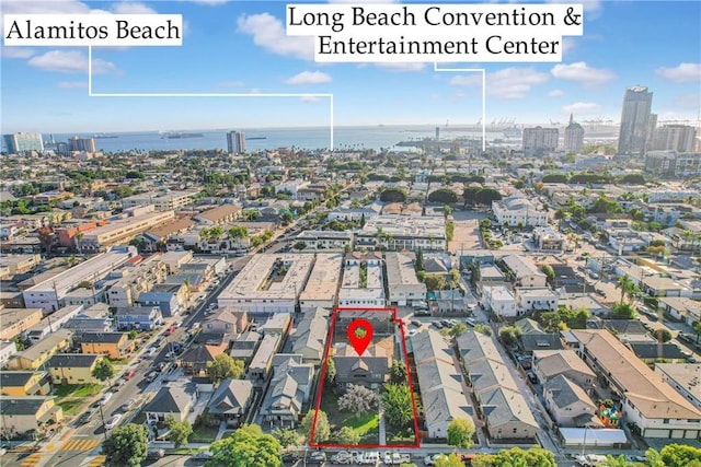 1048 E 5th St, Long Beach, CA 90802 - view of urban area featuring property parcel outlined and a large body of water