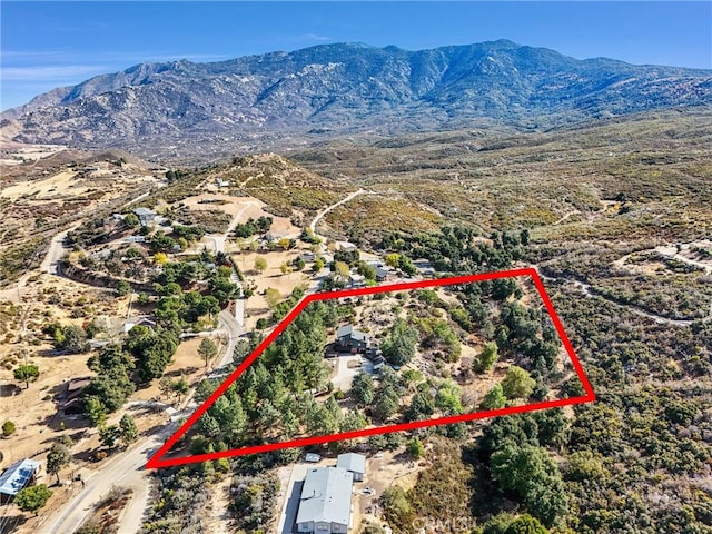 birds eye view of property featuring a mountain view