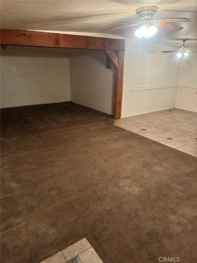 24144 Joshua Ave, Boron, CA 93516 - basement with ceiling fan, tile patterned flooring, and carpet floors