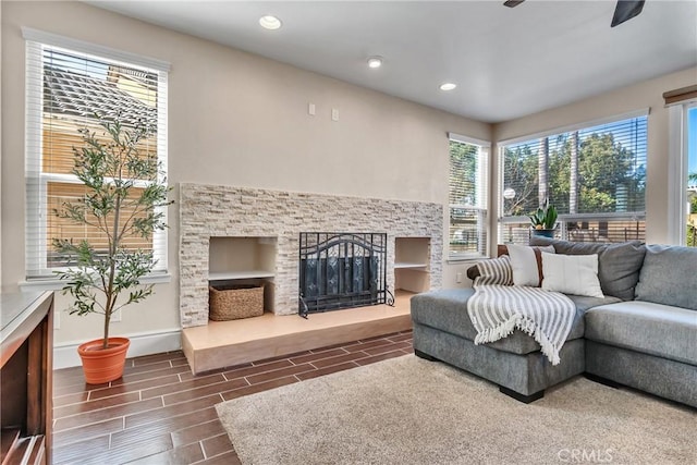 living room with plenty of natural light