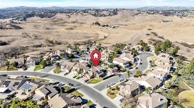 aerial view with a mountain view