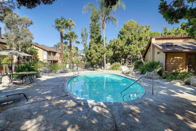 view of swimming pool with a patio