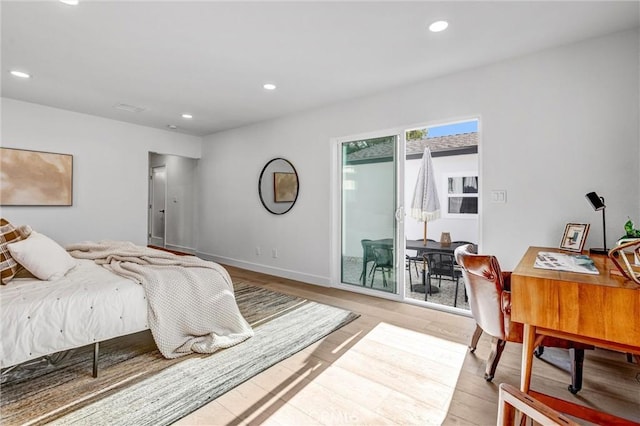 bedroom with light wood-type flooring