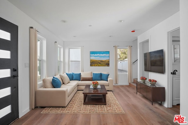 living room featuring light hardwood / wood-style floors