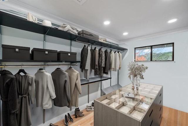 walk in closet featuring light wood-type flooring